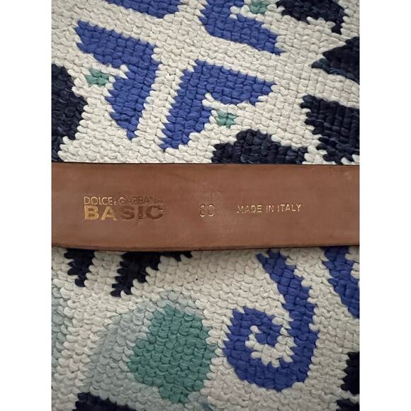 Dolce & Gabbana Basic Gold Brass Brown Leather Belt - Picture 3 of 7